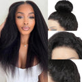 hogu 360 Lace Front Wigs Human Hair Kinky Straight Human Hair Wig 200 Density HD Lace Front Wigs Human Hair 360 Wig Human Hair Full Lace Kinky Straight Wig (natural 16 inch)