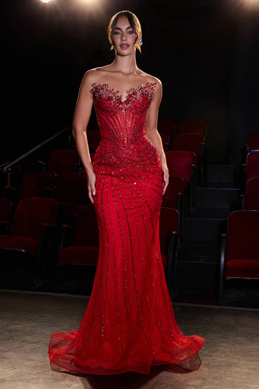 Ladivine CD715 Red Carpet Glamour Fitted Mermaid Gown
