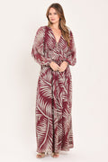 MERLOT LEAVES IN MOTION WOVEN MAXI DRESS s