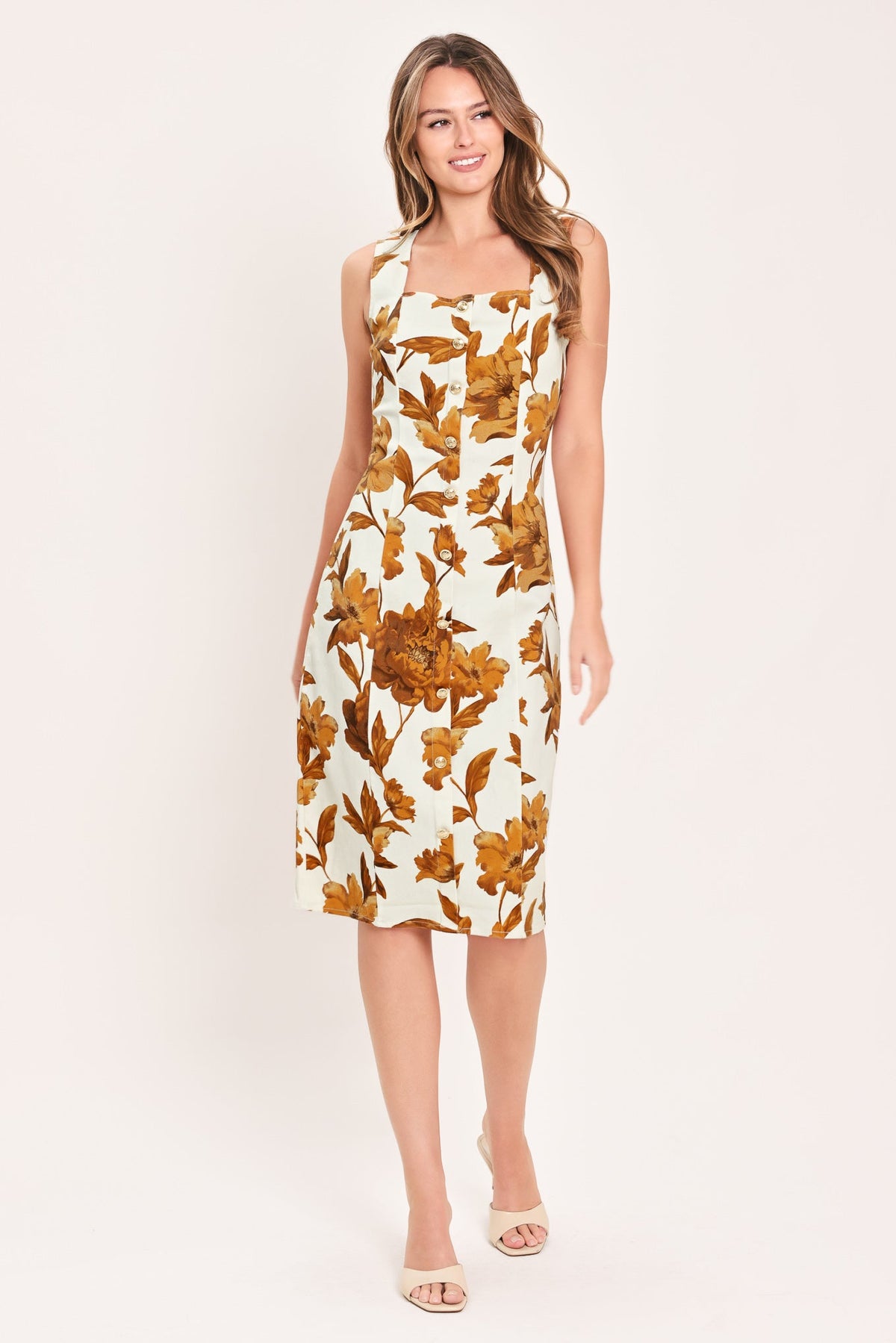 WILD AMBER LOVE SONG WOVEN MIDI DRESSs