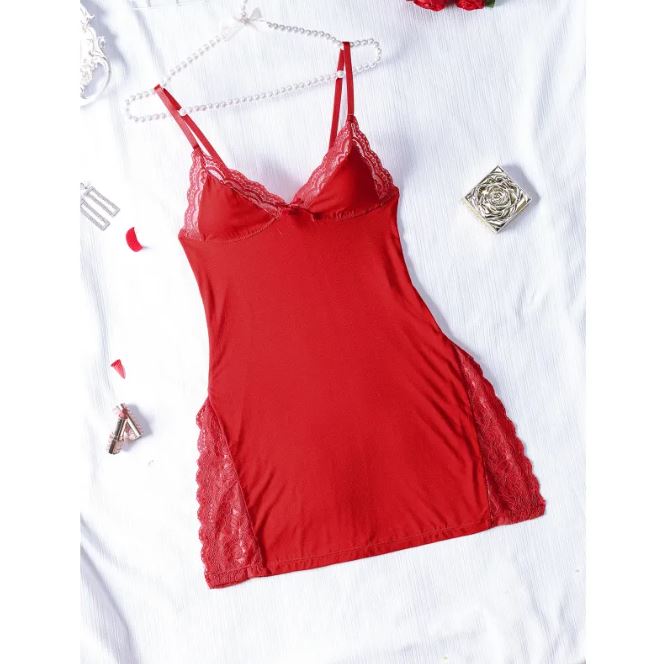 Women’s Sexy Lace Trim Night Dress sss