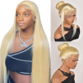Eqpx 613 Lace Front Wig Human Hair 360 HD Lace Front Wigs Human Hair 200 Density 30Inch Blonde Wig Human Hair Straight Blonde Full Lace Front Wigs Human Hair Pre Plucked with Baby Hair
